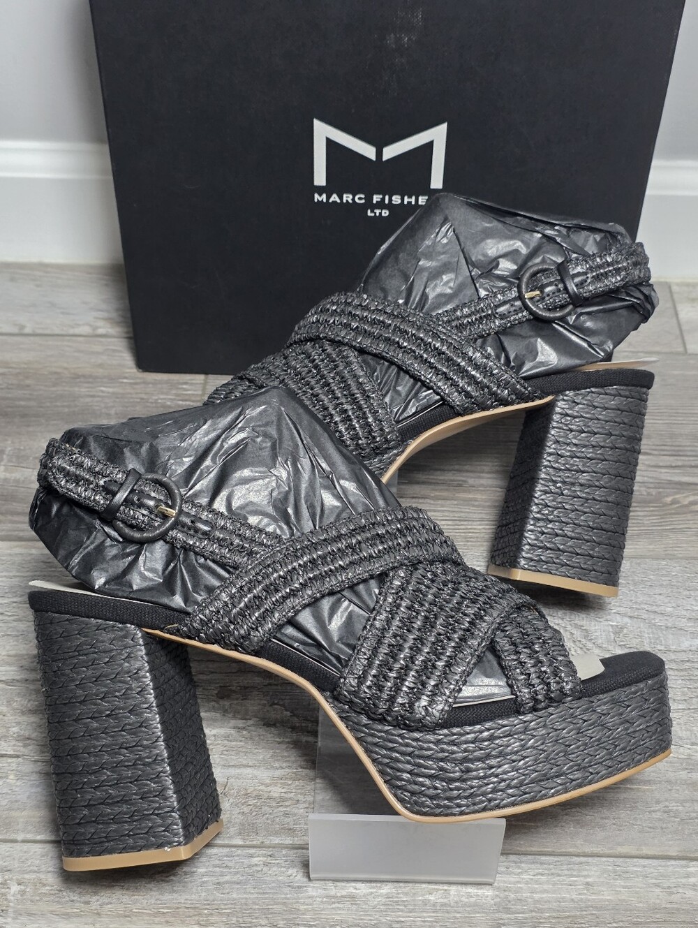 Marc Fisher LTD "Caddy" Woven Platform Slingback Block Sandal Heels Sz 11 *NWT